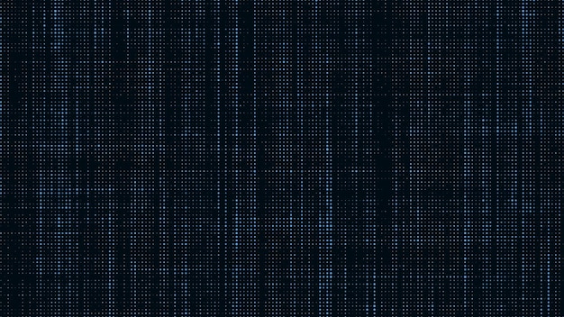 Digitaler Hintergrund mit Rauscheffekt Beschädigter Code Matrixfehler fallende Partikel Blaue Punkte Big-Data-Visualisierung Vektordarstellung eines Binärcodes