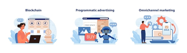 Digitaler Marketing Set Marketingstrategie Entwicklung innovativer Techniken Werkzeuge und Dienstleistungen Web