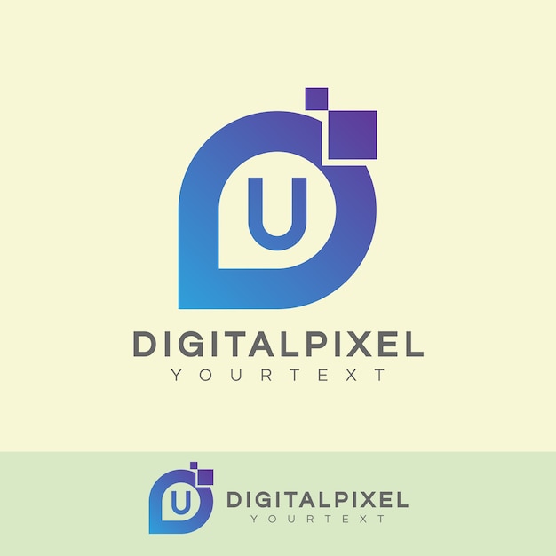 Digitaler pixel-anfangsbuchstaben u logo-design