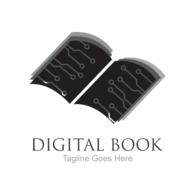 Digitales buch-logo-technologie-vektor-icon-design