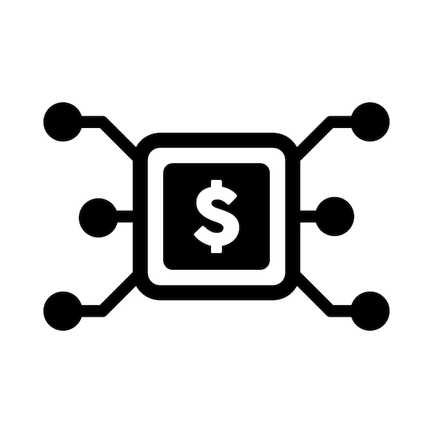 Digitales Dollarzeichen-Symbol, Vektor-Währungssymbol für digitale Transaktionen für Vermögenswerte und Geldbörse