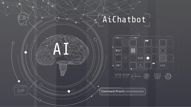 Vektor digitales gehirn mit schaltkreisen minimalistische künstliche intelligenz