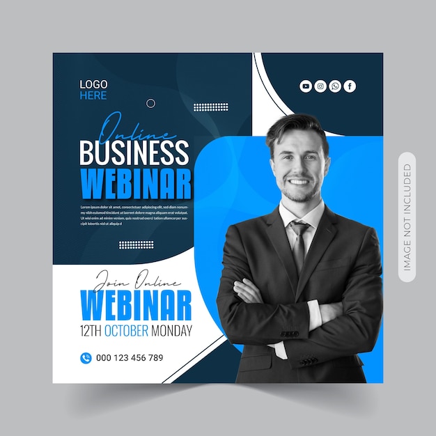 Digitales Live-Marketing Webinar und Social-Media-Post-Vorlagen-Eps