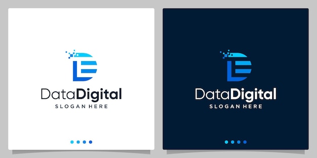 Digitales logo-symbol. buchstabe d, e, de, vektorelement. design-vorlage-logo. premium-vektor