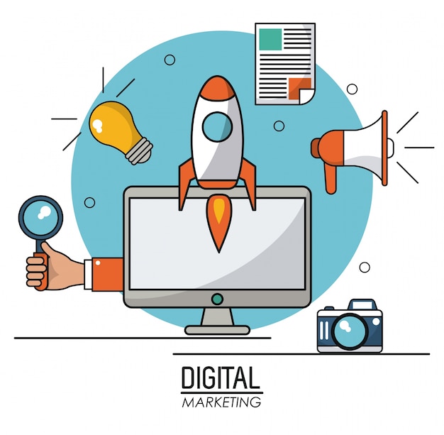 Digitales marketing computer-technologie online-informationssystem