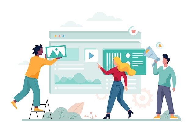Digitales Marketing-Konzept-Banner. Soziales Netzwerk und Medien