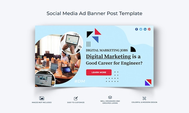 Digitales Marketing Social Media Facebook-Werbebanner Beitragsvorlage Premium-Vektor