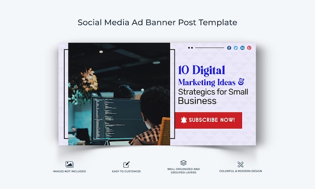 Digitales Marketing Social Media Facebook-Werbebanner Beitragsvorlage Premium-Vektor