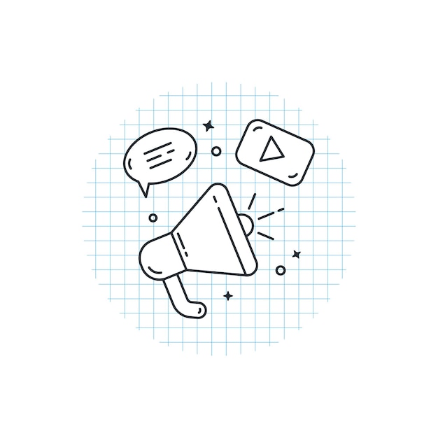 Digitales Marketing Symbol Vektor Konzept grafische Illustration. Symbol für Megaphon-Medien