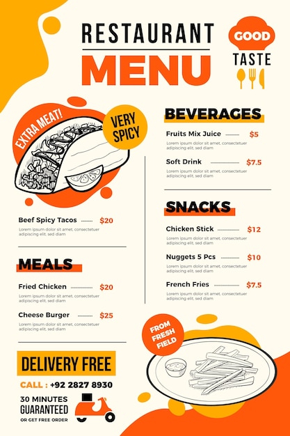 Digitales mexikanisches Restaurantmenü