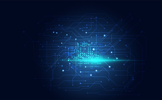 Digitalstromkreiskommunikation der modernen Technologie auf Blau