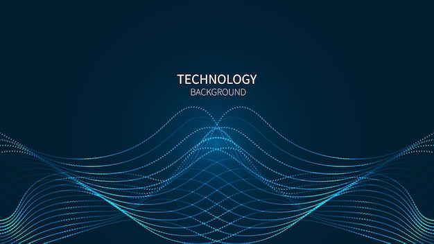 Digitaltechnik flow wave hintergrund punkte linie bewegungspartikel linien der vektordarstellung