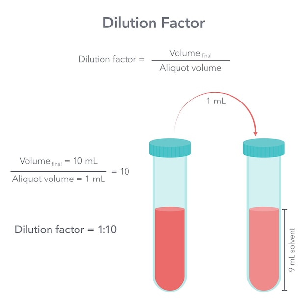 Dilutionsfaktorformel wissenschaftliche vektor-illustration infografik