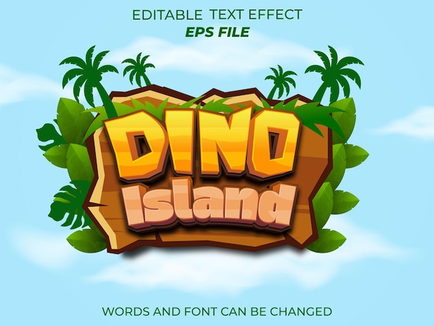 Dino island text-effekt schriftart bearbeitbare typografie 3d-text für das mittelalter
