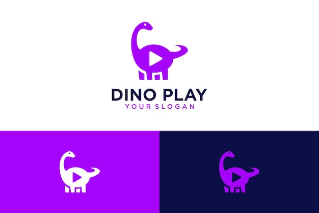 Dino-logo-design mit spiel und medien