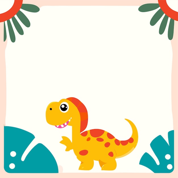 Vektor dinosaurier-flashcard-arbeitsblattrahmen, handgezeichnetes flaches, stilvolles cartoon-sticker-ikonenkonzept