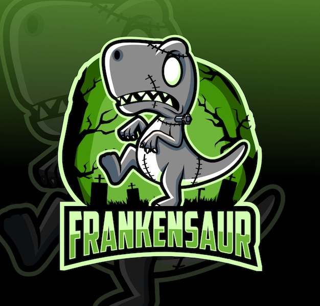 Dinosaurier frankenstein maskottchen-logo-design mit esport-stil