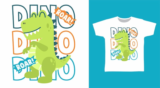 Vektor dinosaurier-gebrüll-cartoon für t-shirt-design