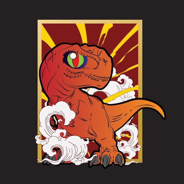 Dinosaurier-Illustration im japanischen Stil für das Logo des Kaijune-Event-Notizbuchs