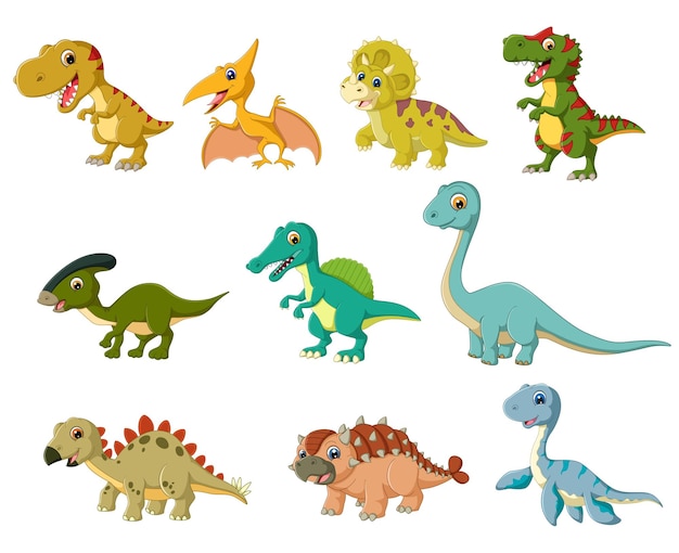 Dinosaurier-Set Zeichentrickfilme alte Reptilien Jurassic Raubtiere und Pflanzenfresser