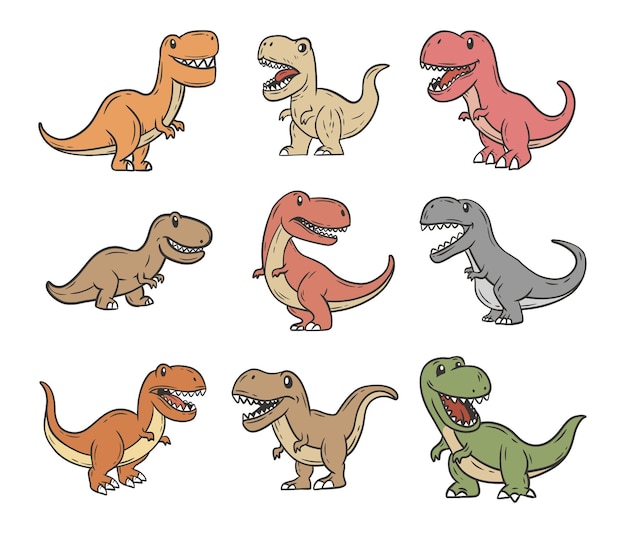 Vektor dinosaurier, tyrannosaurus, t rex, gekritzel, karikatur, vektor, illustration