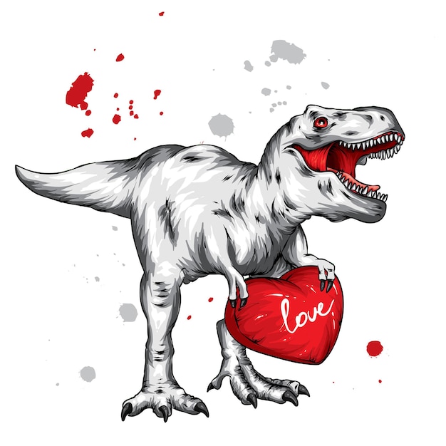 Dinosaurier und herz zum valentinstag