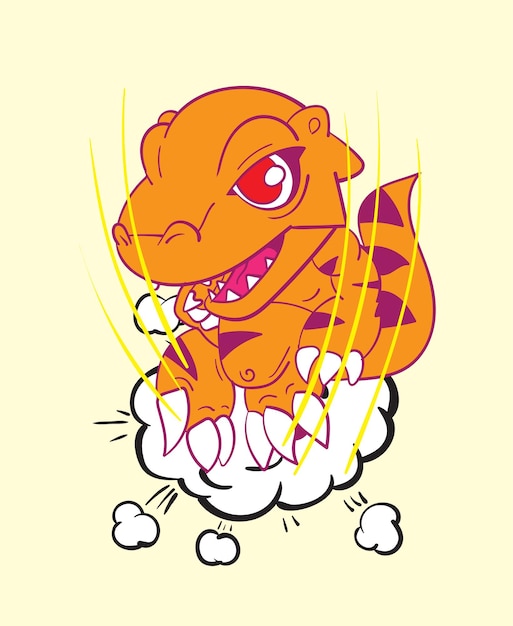 Dinosaurierangriff illustrationsdesign für sukajan ist gemein japanisches traditionelles tuch oder t-shirt