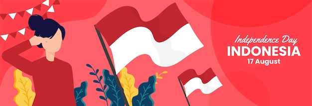 Dirgahayu republik indonesien flaches illustrationsfahnendesign