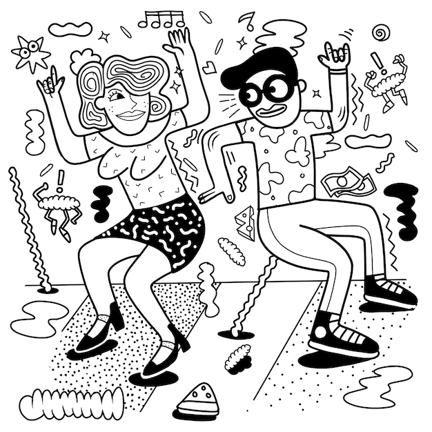 Disco party tanzen männer und frauen. pop-art retro-comic.