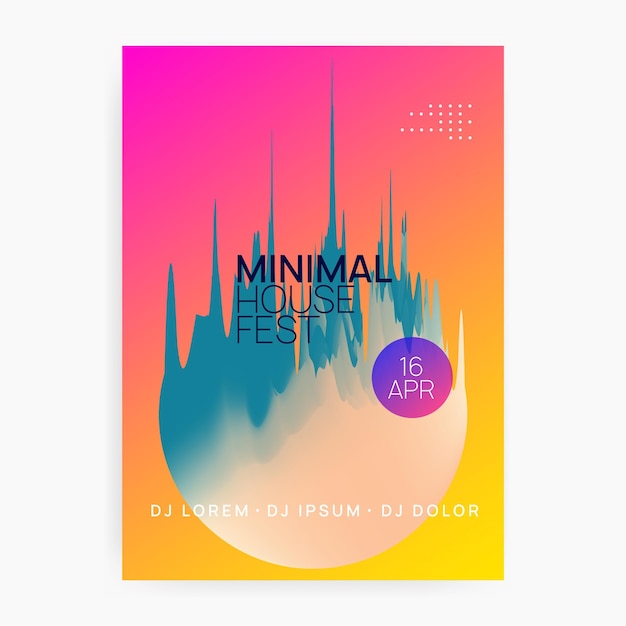 Vektor disco party wave art für broschüre linear club poster creative