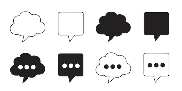 Diskussionsblasen- und chatsymbole in schwarzweiß