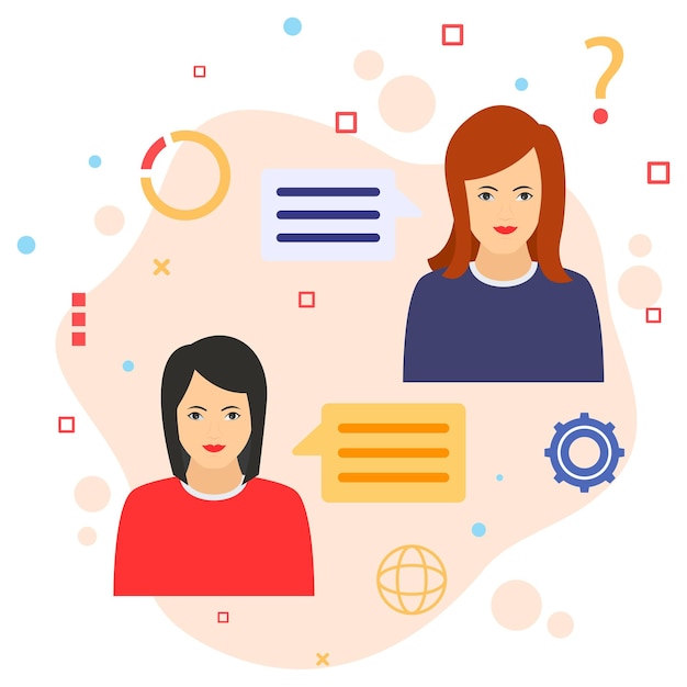 Diskussionssitzungsschild, Illustration der Unternehmenskommunikation, Kommunikation zwischen Teammitgliedern