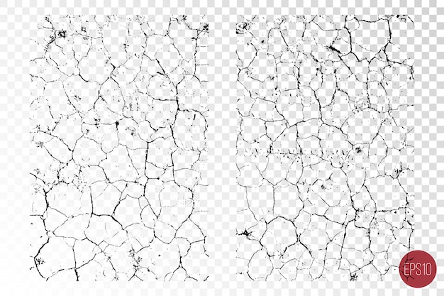 Distressed detaillierte Overlay-Texturen von rauer Oberfläche, trockenem Boden, rissigem Boden.