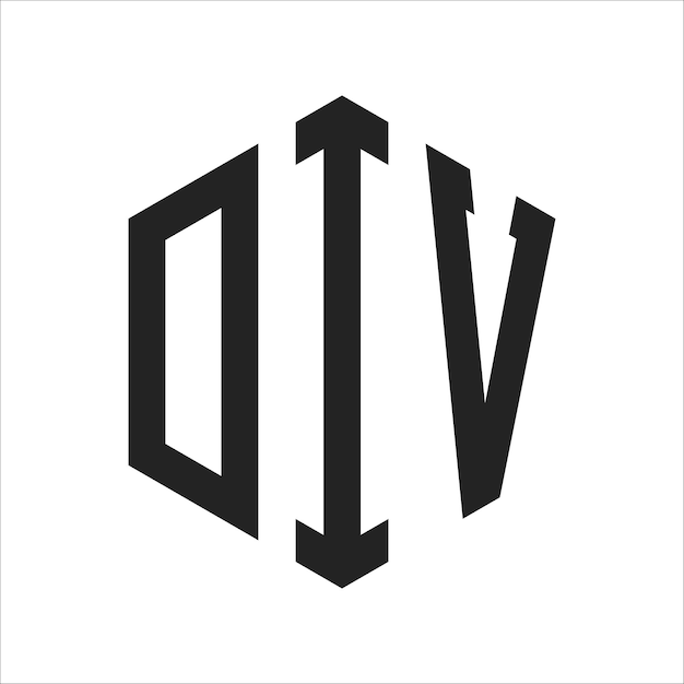 DIV-Logo-Design Anfangsbuchstaben DIV-Monogramm-Logo in sechseckiger Form