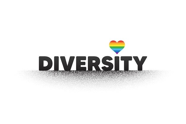 Diversity and inclusion culture equity logo lgbt-stolzflagge mit diversity-text und herzsymbol