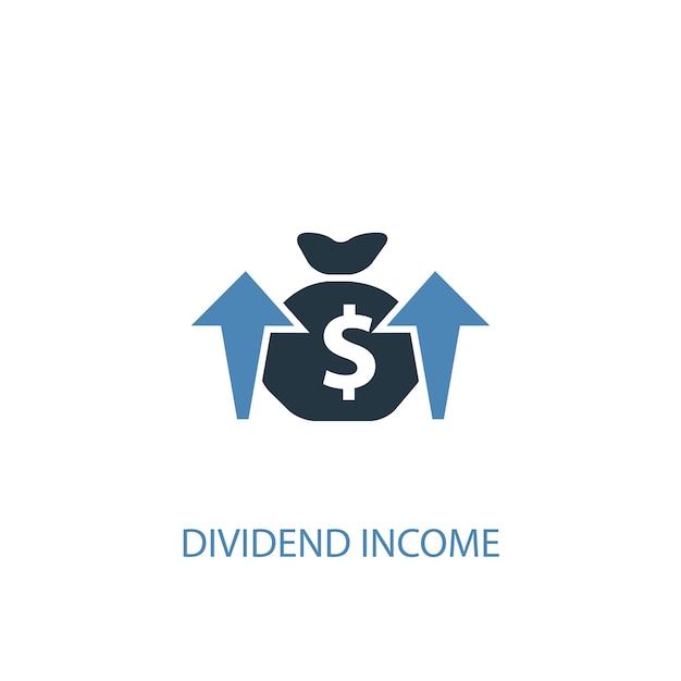 Dividendeneinkommen konzept 2 farbiges symbol. einfache blaue elementillustration. dividendeneinkommen konzept symbol design. kann für web- und mobile ui/ux verwendet werden