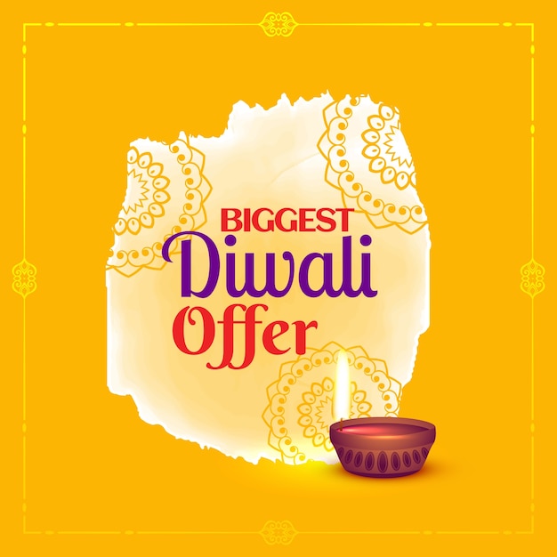 Diwali bieten gutscheindesign mit diya und dekorativem element an