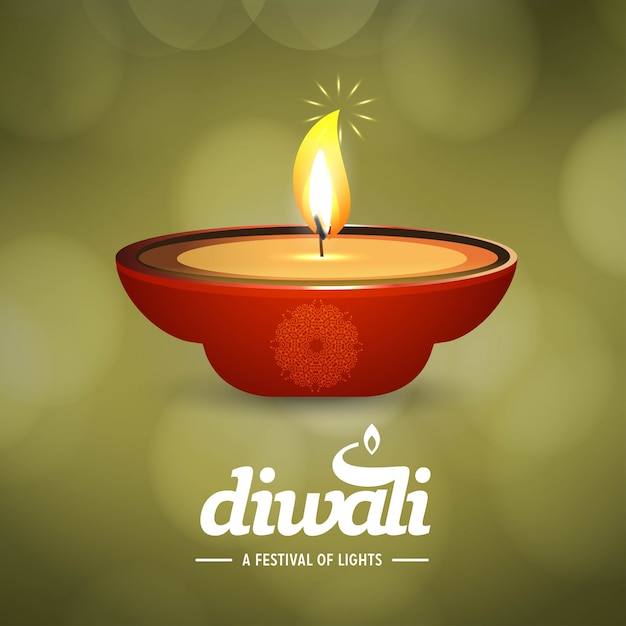 Diwali-design mit grünem hintergrund und typografie