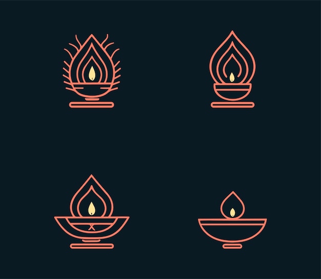 Diwali Diya-Symbol auf schlichtem Hintergrund. Einzeilige Kunst