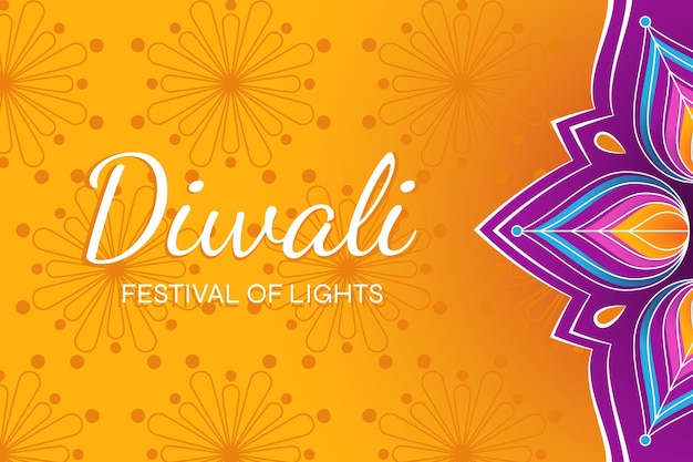 Diwali-feiertagsbanner. fest des lichts. lila und gelbe farben. verwendung für karte, flyer, poster