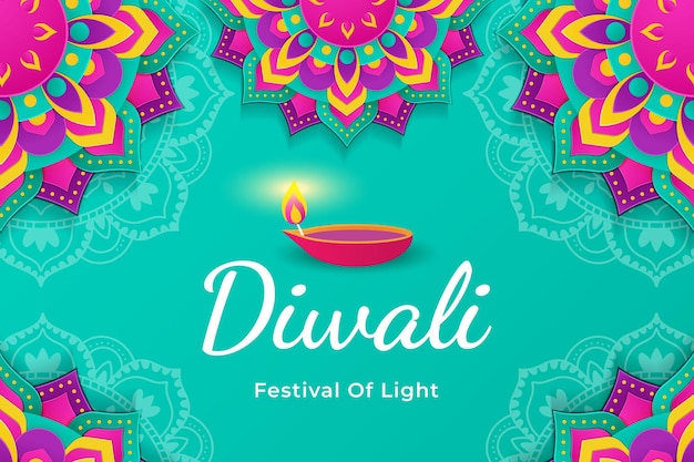 Diwali-festivalillustration im papierkunststil