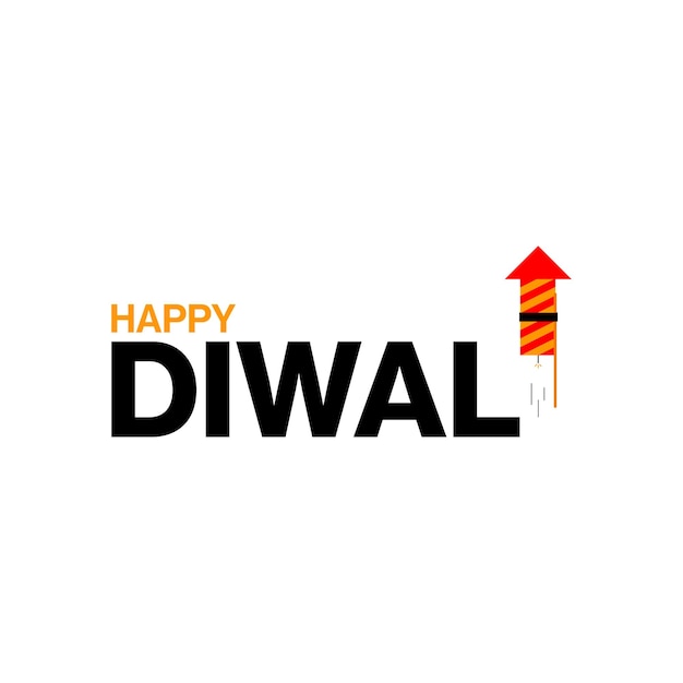 Diwali. Happy Diwali Wishing Card minimales Design mit Feuerwerkskörpern und Lampen.