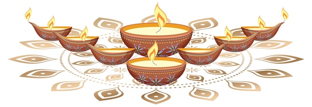 Diwali-Lichtkerzen auf weißem Hintergrund