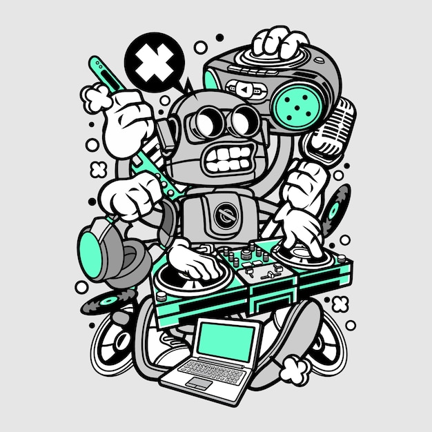 Dj Roboter Cartoon