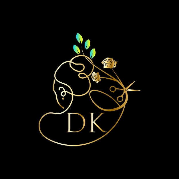 Dk-anfangslogo, salon, luxuskosmetik-spa-beauty-vektorvorlage