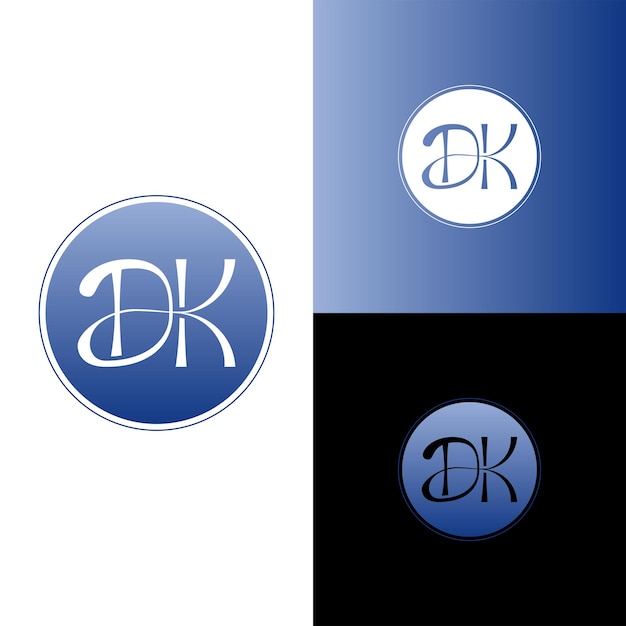 Dk initialen logo moderner und sauberer minimalistischer designstil kombiniert mit zeitgemäßer farbe