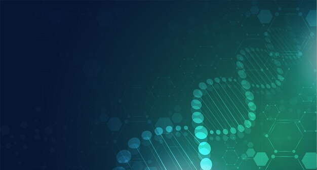 DNA digitale Sequenzcodestruktur mit leuchtendem Wissenschaftskonzept und Nanotechnologie-Hintergrund