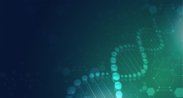 Vektor dna digitale sequenzcodestruktur mit leuchtendem wissenschaftskonzept und nanotechnologie-hintergrund