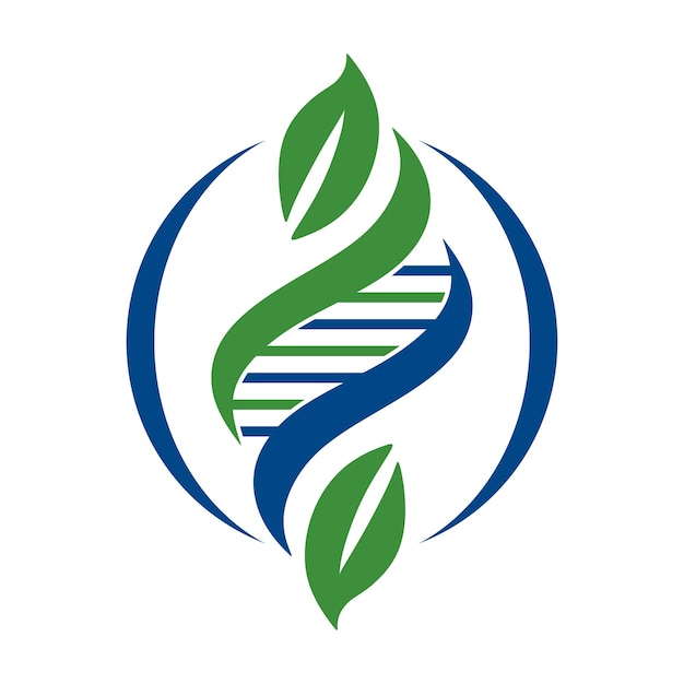 Vektor dna-helix-logo-design. dna, genetisches symbolkonzept mit blättern