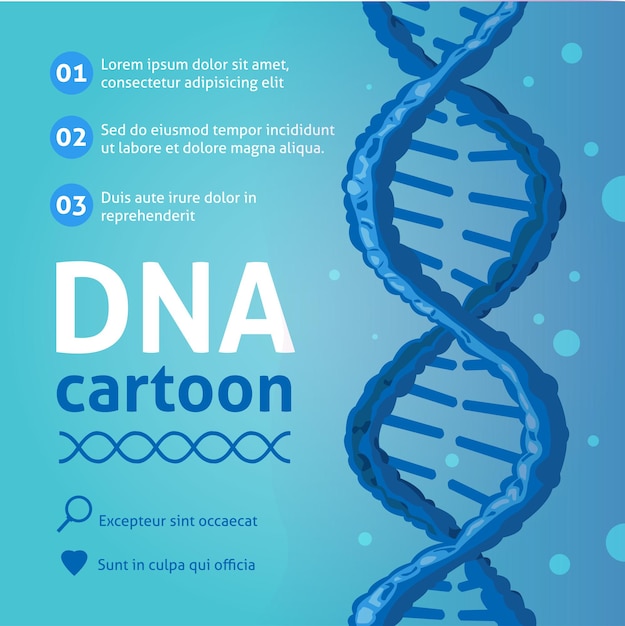 Dna-hintergrund, cartoon-illustration,